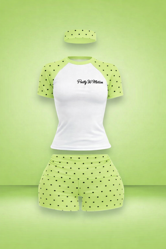Lime green polka dot 3pc set